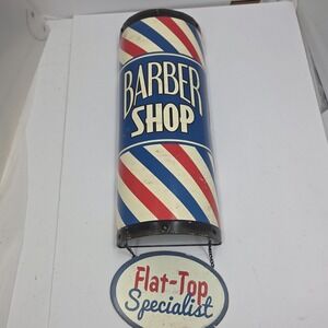Open Road Brands Barber Shop Sign 3D Metal Barber Pole FlatTop Specialist Retro